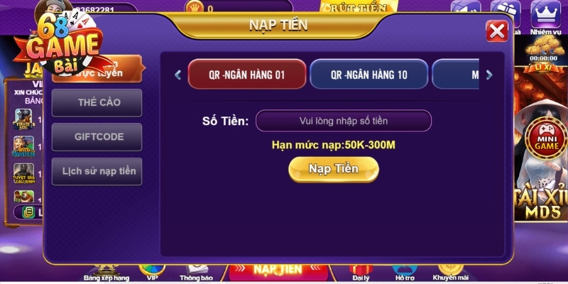 Thao tác nạp tiền đơn giản tại 5 phương thức thanh toán